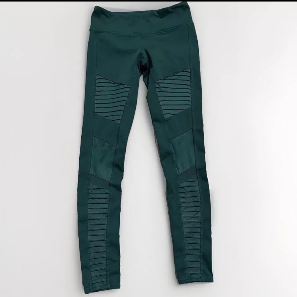 Alo Yoga Pants High Waisted Moto Leggings Size XS Green Workout Gym Activewear